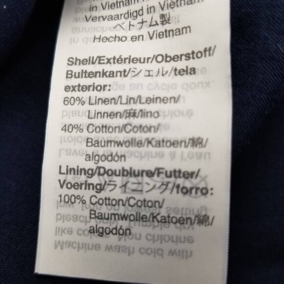 J Crew Navy Blue Yellow Flowers Sleeveless Linen Blend Dress Lovely Size 8 - Picture 9 of 9